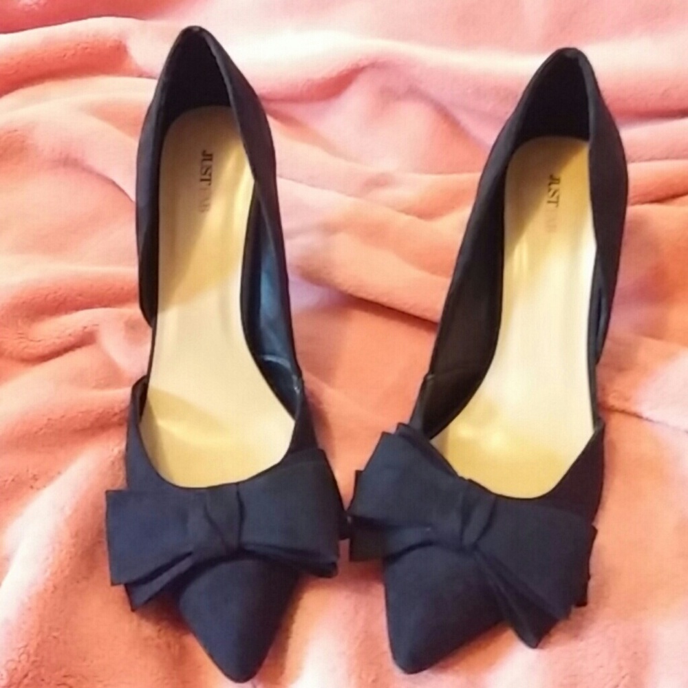 🍁Bow Suede D'Orsay Heels